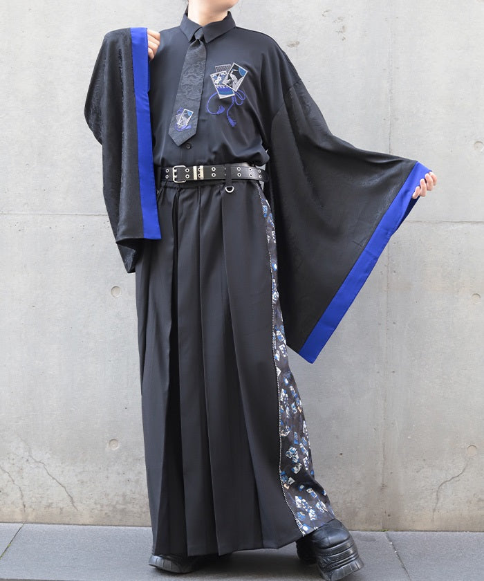 Hanafuda Embroidery Japanese Sleeve Shirt