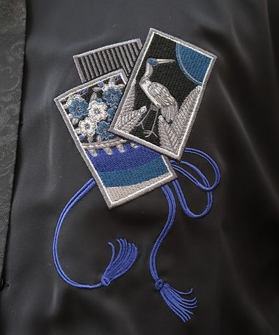 Hanafuda Embroidery Japanese Sleeve Shirt