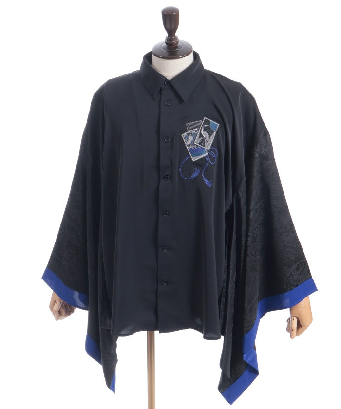 Hanafuda Embroidery Japanese Sleeve Shirt