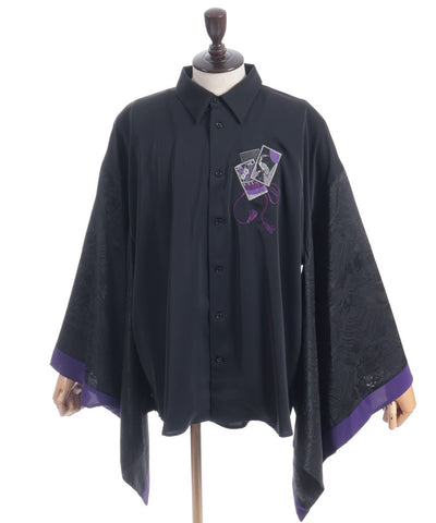 Hanafuda Embroidery Japanese Sleeve Shirt