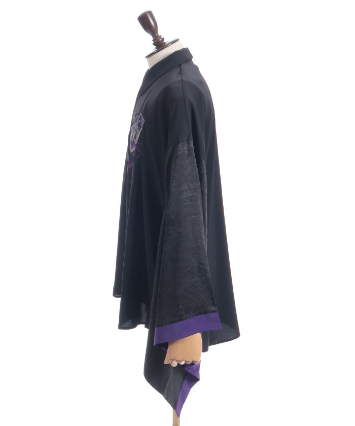 Hanafuda Embroidery Japanese Sleeve Shirt