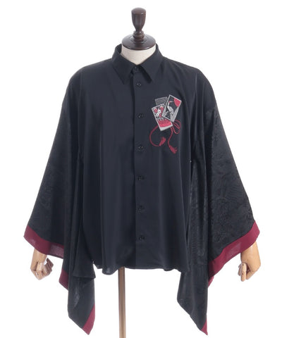 Hanafuda Embroidery Japanese Sleeve Shirt