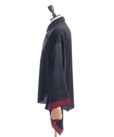 Hanafuda Embroidery Japanese Sleeve Shirt