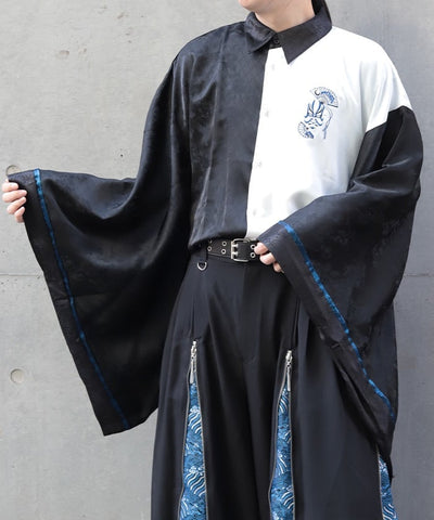 Kabuki Embroidery Japanese Sleeve Shirt