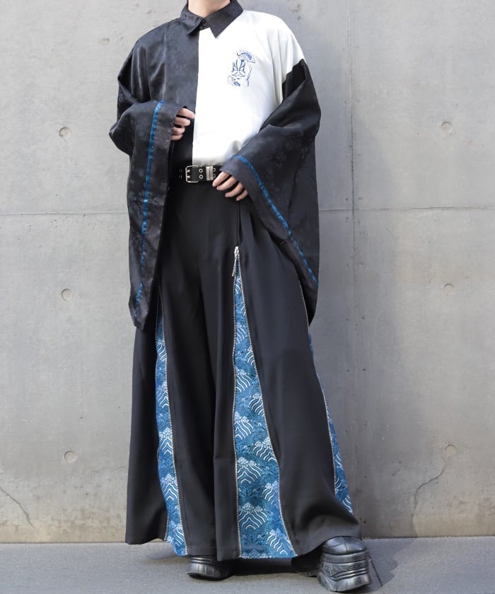 Kabuki Embroidery Japanese Sleeve Shirt