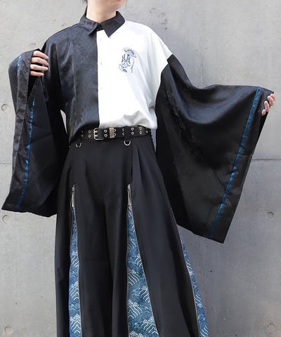 Kabuki Embroidery Japanese Sleeve Shirt