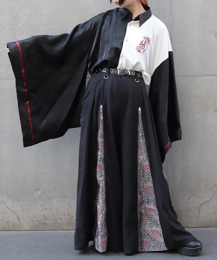 Kabuki Embroidery Japanese Sleeve Shirt