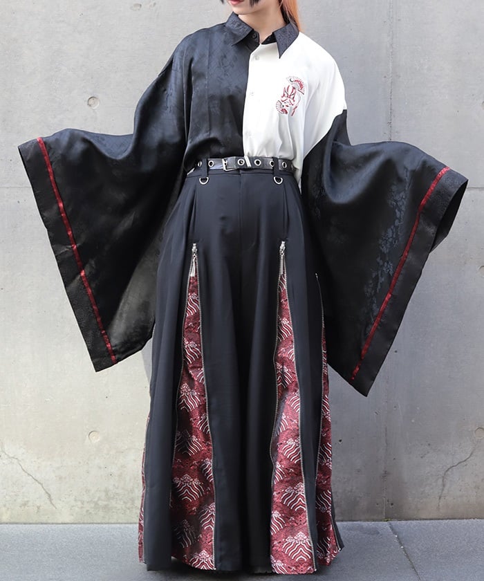 Kabuki Embroidery Japanese Sleeve Shirt