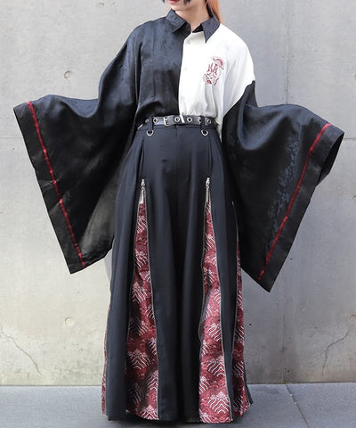 Kabuki Embroidery Japanese Sleeve Shirt