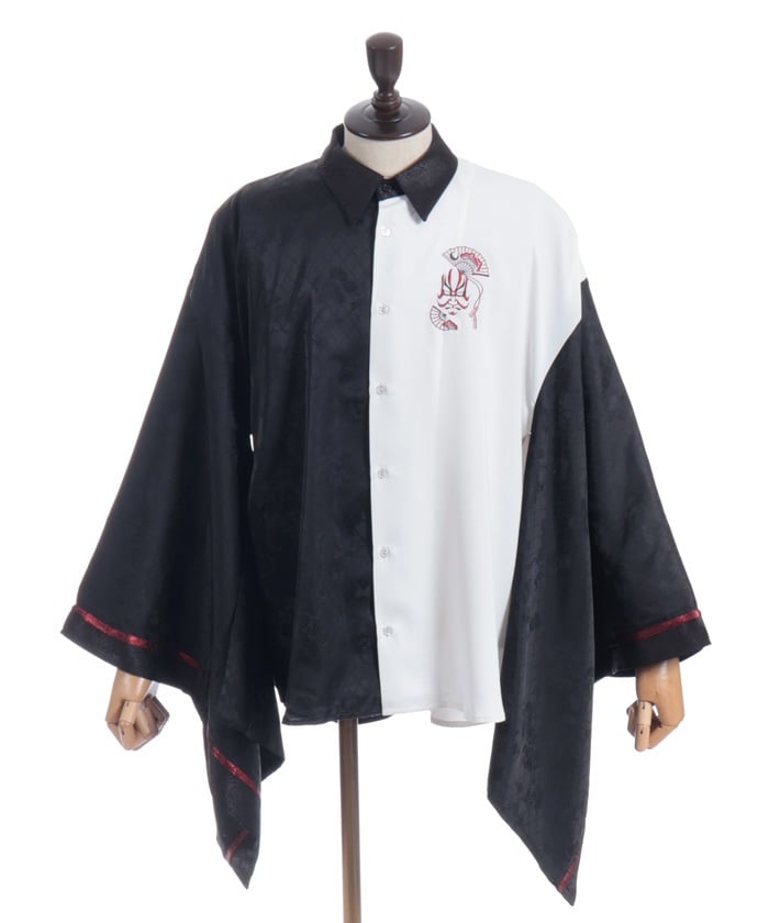 Kabuki Embroidery Japanese Sleeve Shirt