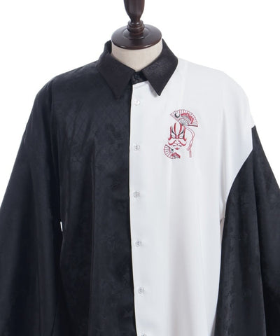 Kabuki Embroidery Japanese Sleeve Shirt