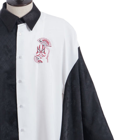 Kabuki Embroidery Japanese Sleeve Shirt