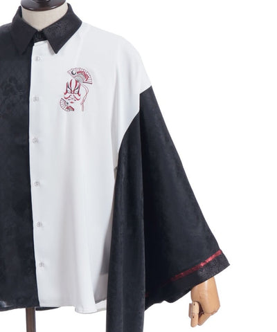 Kabuki Embroidery Japanese Sleeve Shirt