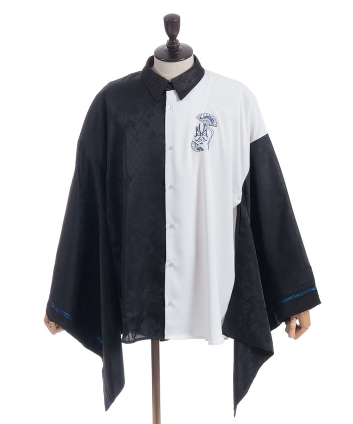 Kabuki Embroidery Japanese Sleeve Shirt