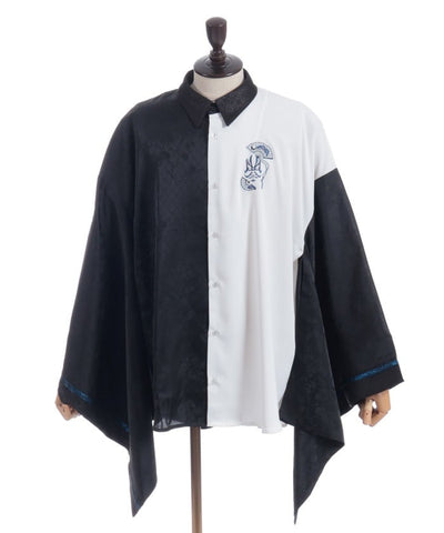 Kabuki Embroidery Japanese Sleeve Shirt