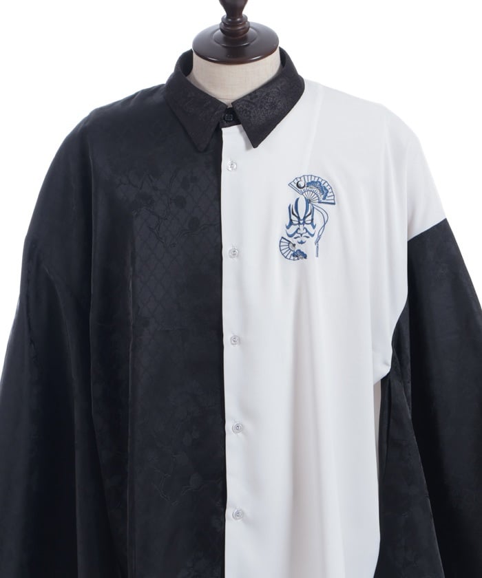 Kabuki Embroidery Japanese Sleeve Shirt