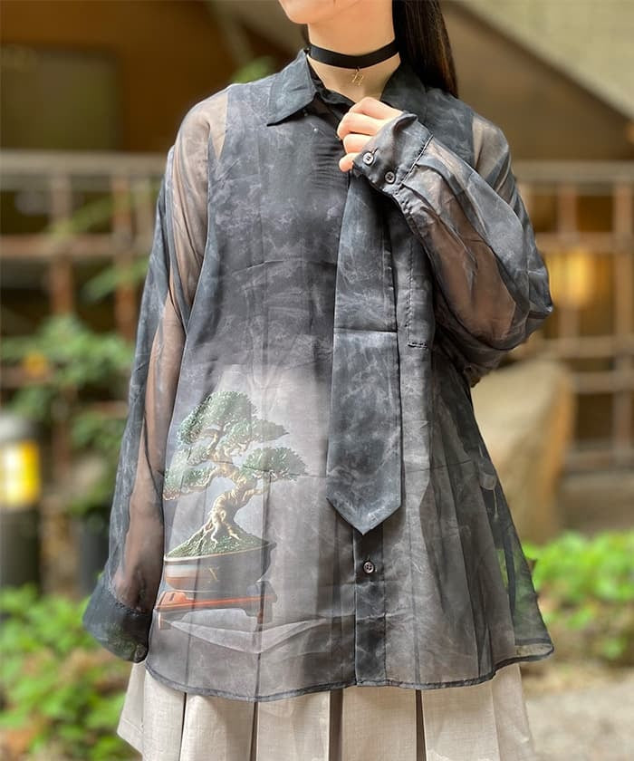 Bonsai Sheer Shirt with Tie