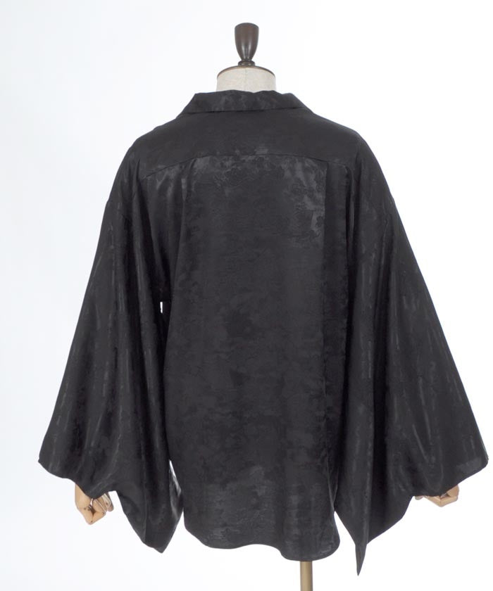 Folding Fan Jacquard Kimono Style Long Sleeve Shirt