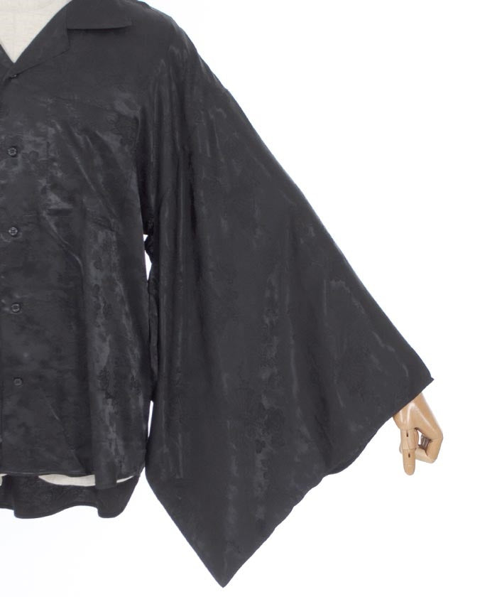 Folding Fan Jacquard Kimono Style Long Sleeve Shirt