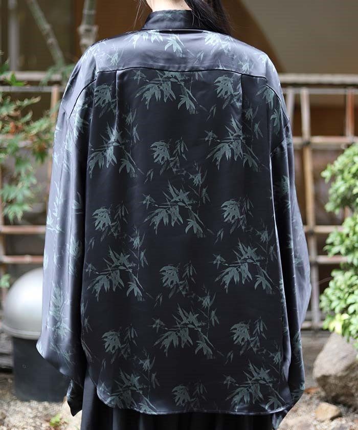 Bamboo Forest Lamé Print Japanese Sleeve Shirt