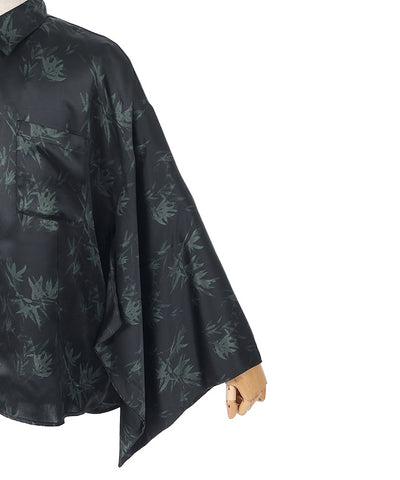 Bamboo Forest Lamé Print Japanese Sleeve Shirt