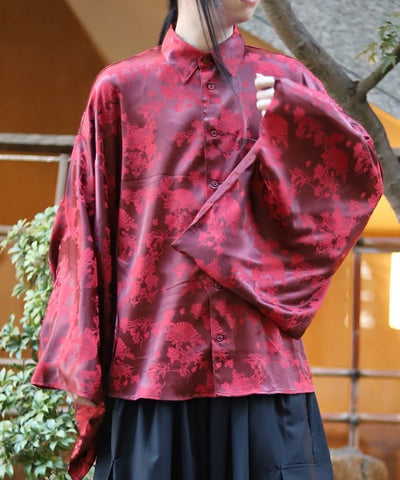 Folding Fan Jacquard Japanese Sleeve Shirt