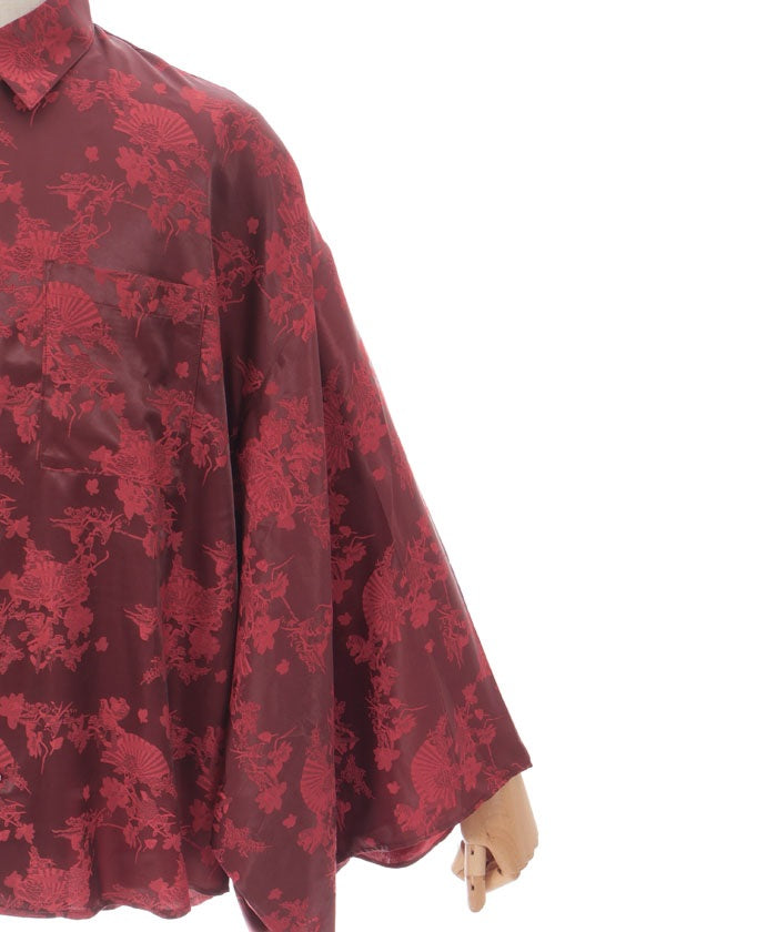 Folding Fan Jacquard Japanese Sleeve Shirt