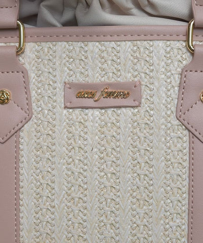 Faux Leather & Woven Bicolor Bag