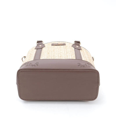 Faux Leather & Woven Bicolor Bag