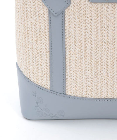 Faux Leather & Woven Bicolor Bag