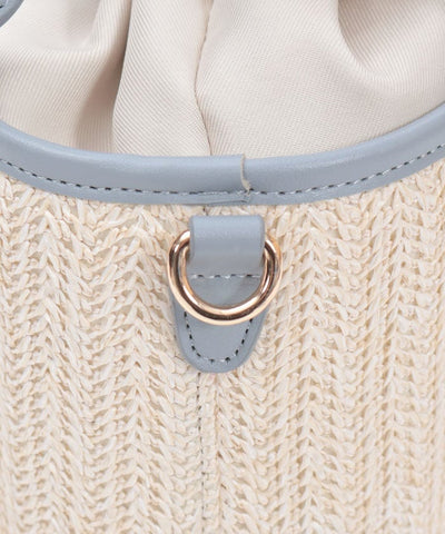 Faux Leather & Woven Bicolor Bag