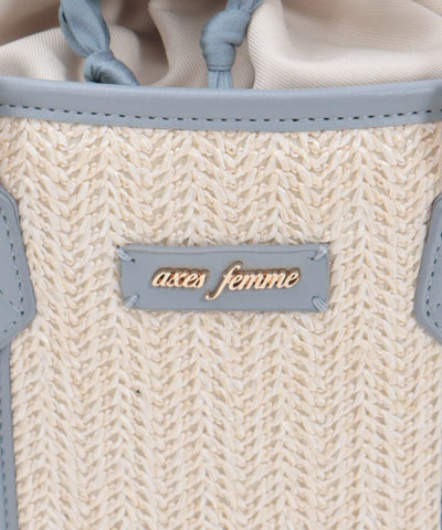 Faux Leather & Woven Bicolor Bag