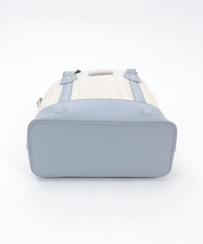Faux Leather & Woven Bicolor Bag