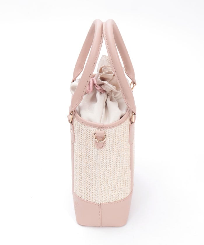 Faux Leather & Woven Bicolor Bag