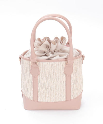 Faux Leather & Woven Bicolor Bag