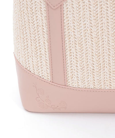 Faux Leather & Woven Bicolor Bag