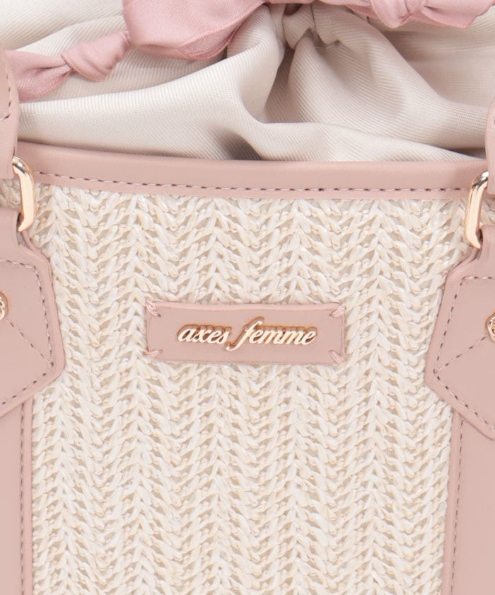 Faux Leather & Woven Bicolor Bag