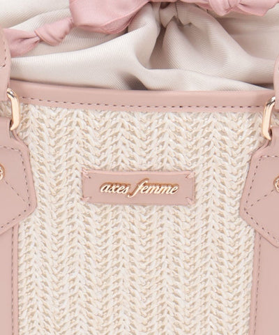 Faux Leather & Woven Bicolor Bag