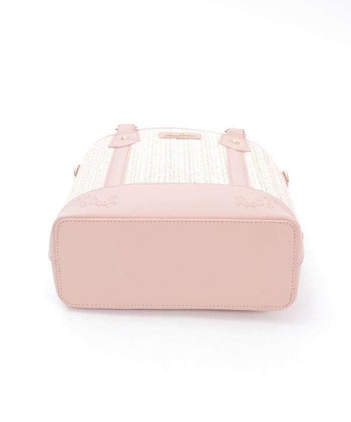 Faux Leather & Woven Bicolor Bag