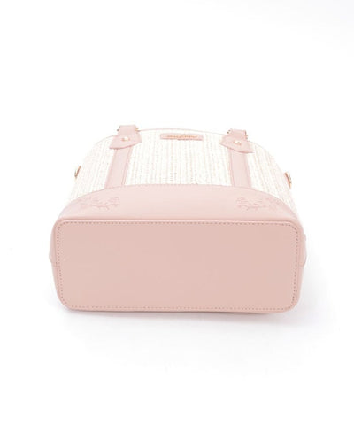 Faux Leather & Woven Bicolor Bag
