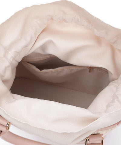 Faux Leather & Woven Bicolor Bag