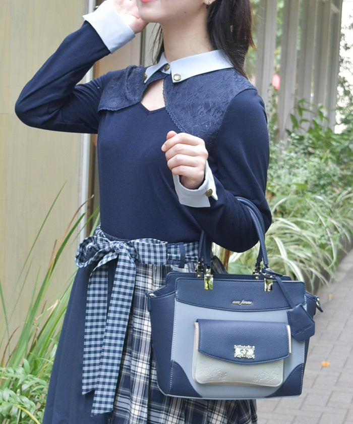 Rose Emboss Color Scheme Bag – axes femme from JAPAN