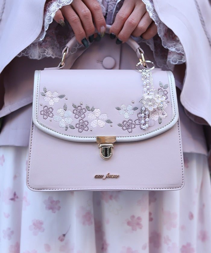 Sakura Embroidery Color Scheme Design Boston Bag – axes femme from