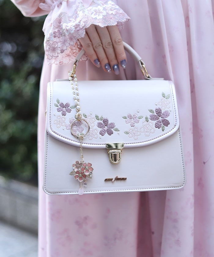 【新品未使用】oldsea Vintage flower boston bag Sakura Embroidery Color Scheme Design Boston Bag – axes femme from