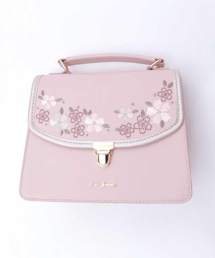 Sakura Embroidery Color Scheme Design Boston Bag – axes femme from