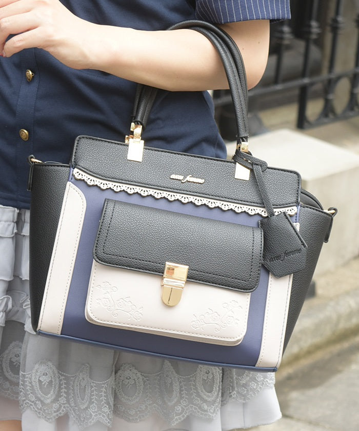 Rose Emboss Color Scheme Boston Bag – axes femme from JAPAN