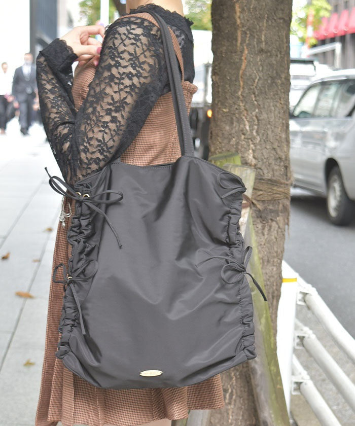 Side Drawstring Ribbon Tote – axes femme from JAPAN