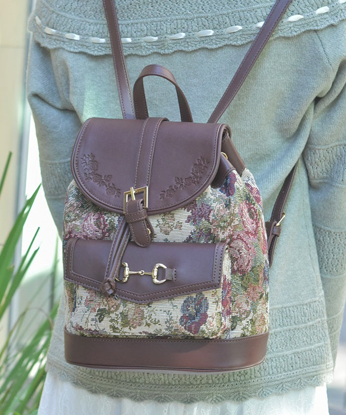 Rose Embossed Color Scheme Backpack