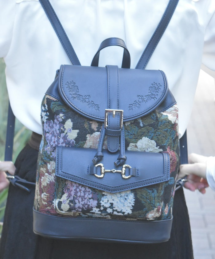 Rose Embossed Color Scheme Backpack