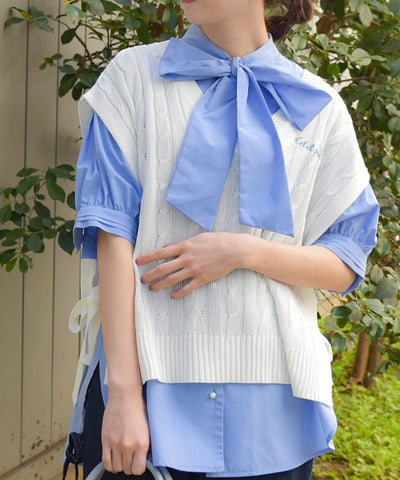 Ribbon Design Knit Vest